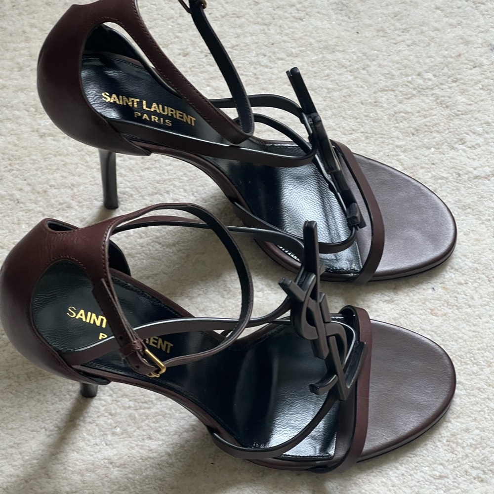 Yves Saint Laurent Dark Brown Strappy Heels